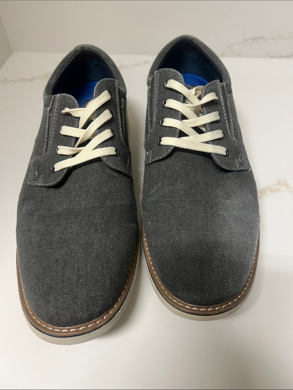 Nunn Bush Gray Canvas Derby Shoes with Cream Laces